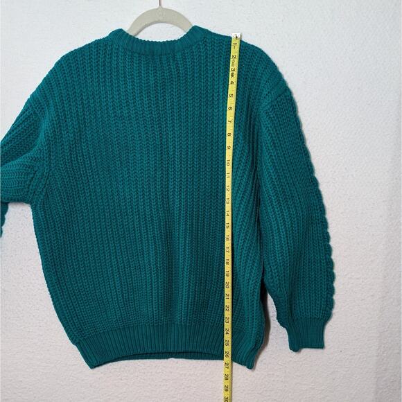 Vtg Gerard Works Sweater Women Medium Green Cable Knit Chunky Retro - Picture 5 of 7